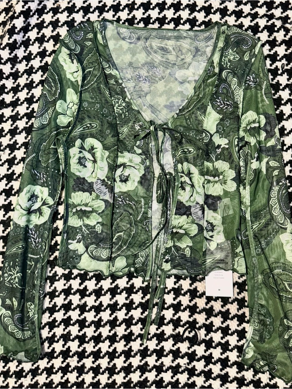 Earthy girl fairy core Tie-Front Sheer Top